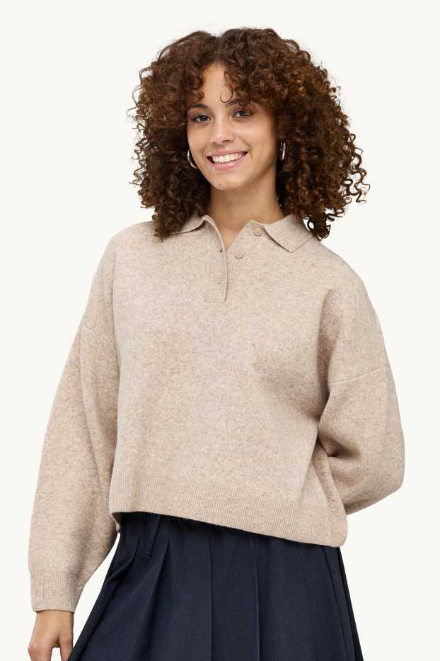 Damen - Pullover - hellbeige