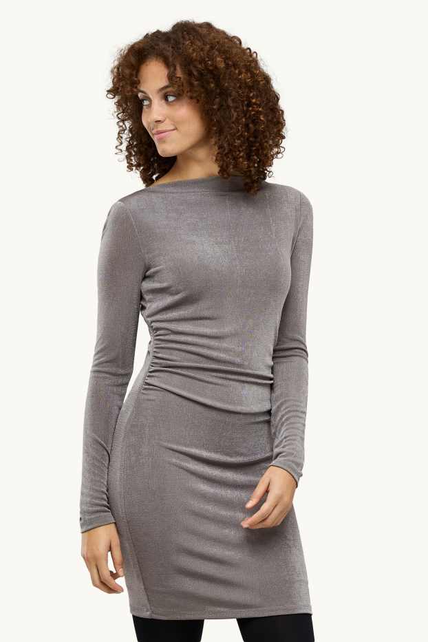Dámské - Bodycon šaty - s třpytivým efektem - šedá