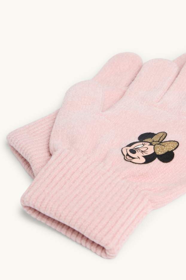 Children Girls - Minnie Mouse - gloves - shiny - pale pink