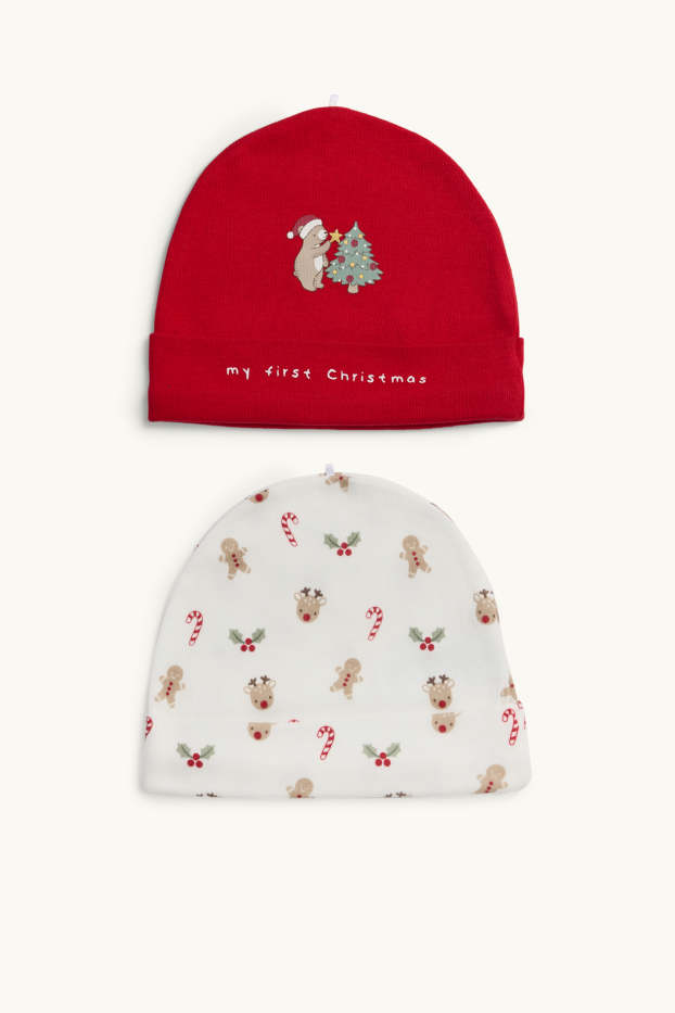 Unisex - Baby muts - rood / wit