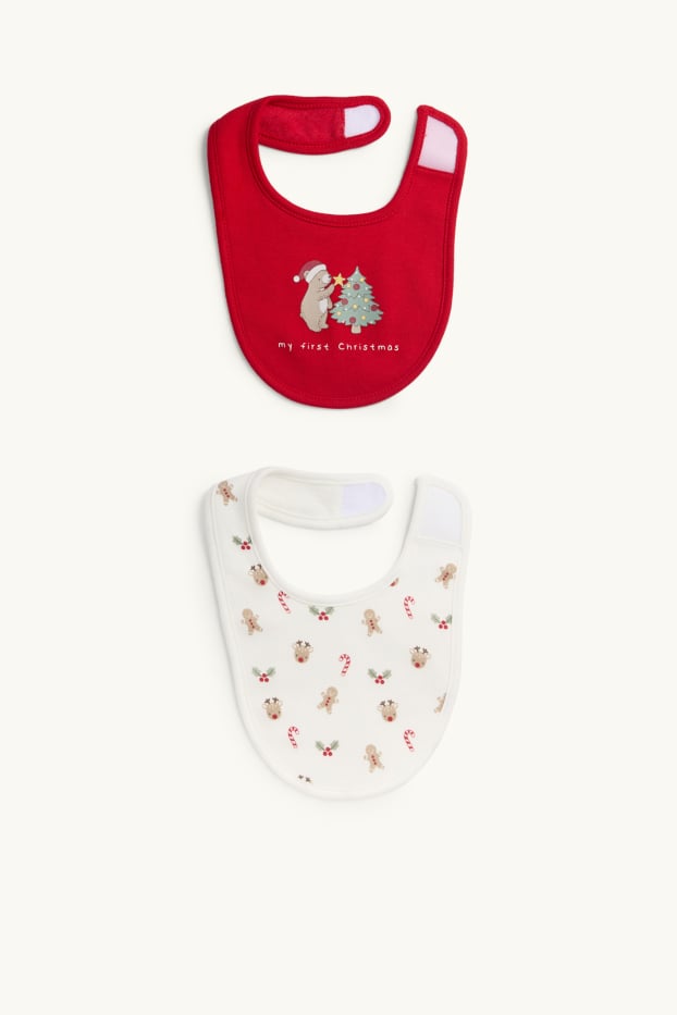 Unisex - Baby slabbetje - wit / rood