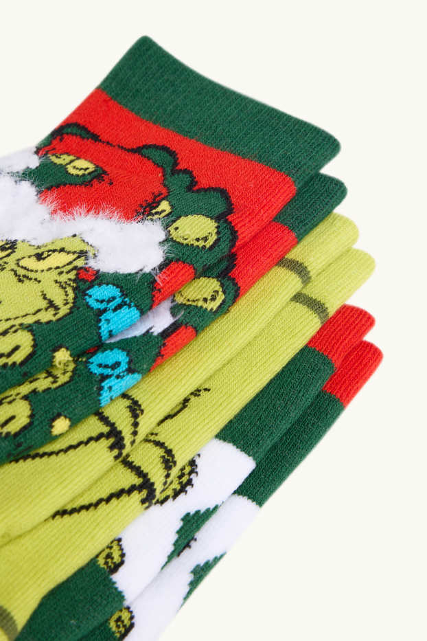 Kinder Jungen - Multipack 3er - Der Grinch - Weihnachts-Socken mit Motiv - grün / rot