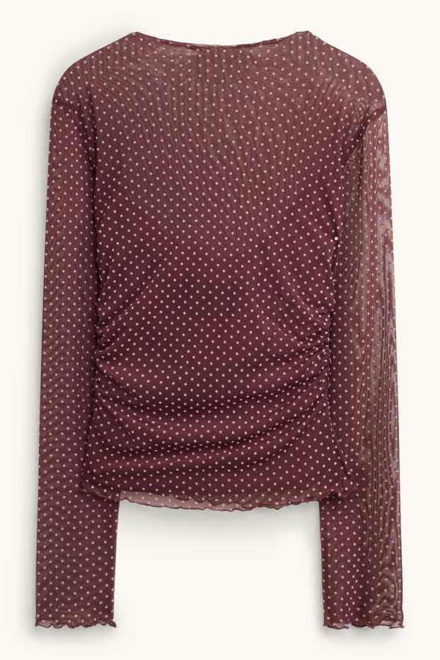 Femmes - T-shirt - bordeaux / blanc