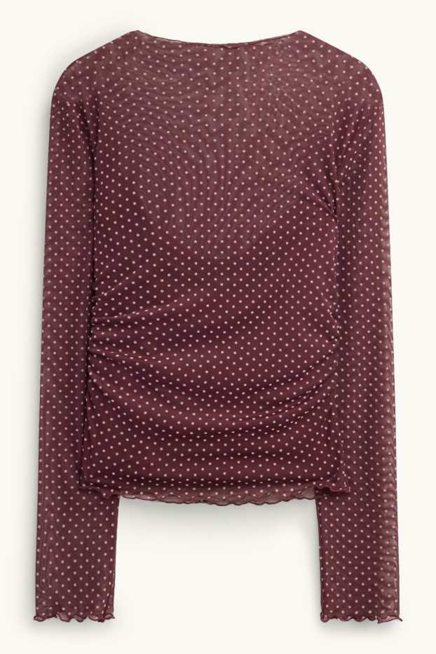 Femmes - T-shirt - bordeaux / blanc
