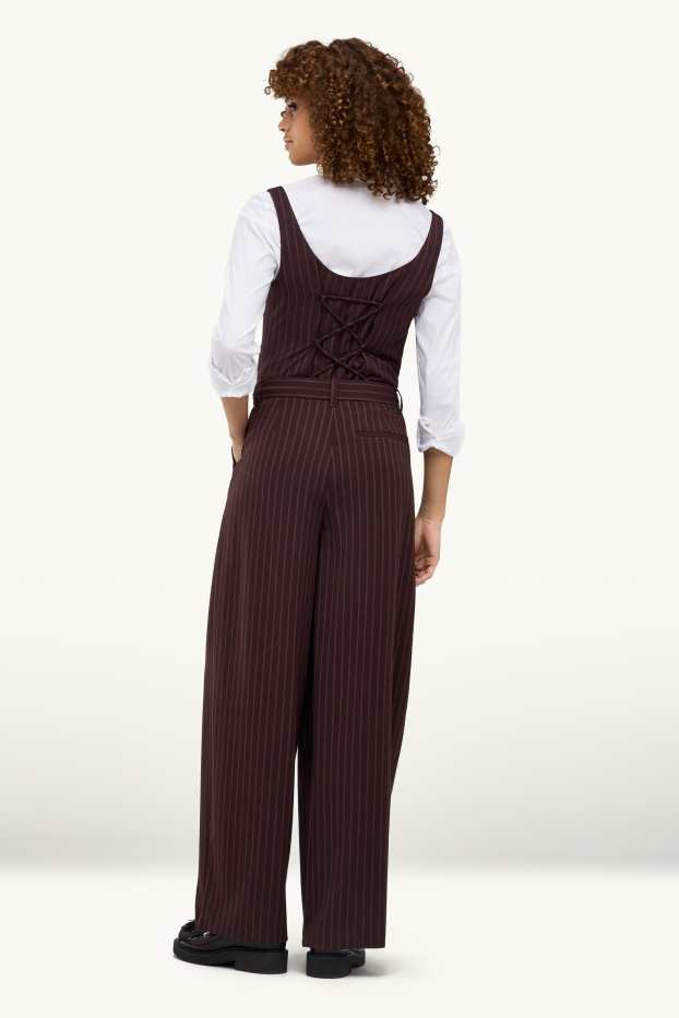 Dames - Pantalon - mid waist - loose fit - met strepen - bordeaux