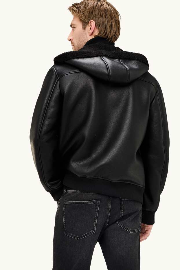 Hommes - Veste à capuche - matière synthétique - noir