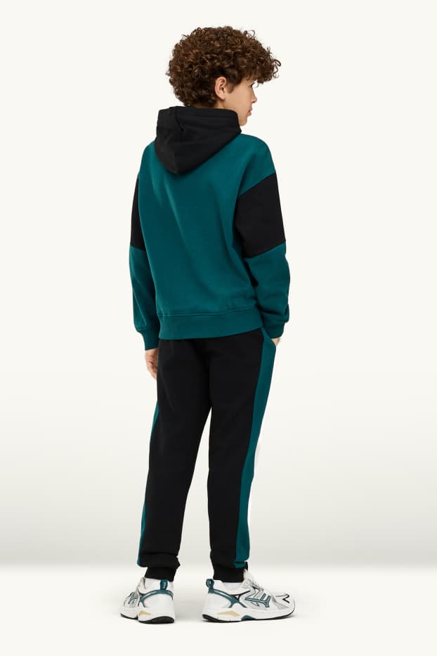 Bambini - Set - felpa con cappuccio e pantaloni sportivi - 2 pezzi - petrolio