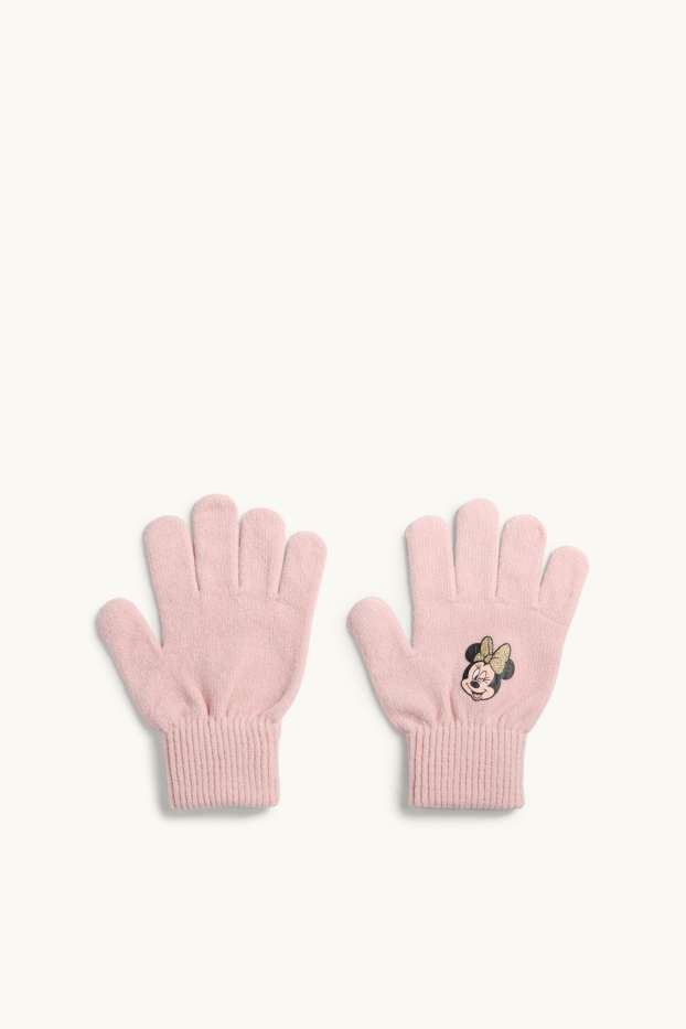 Children Girls - Minnie Mouse - gloves - shiny - pale pink