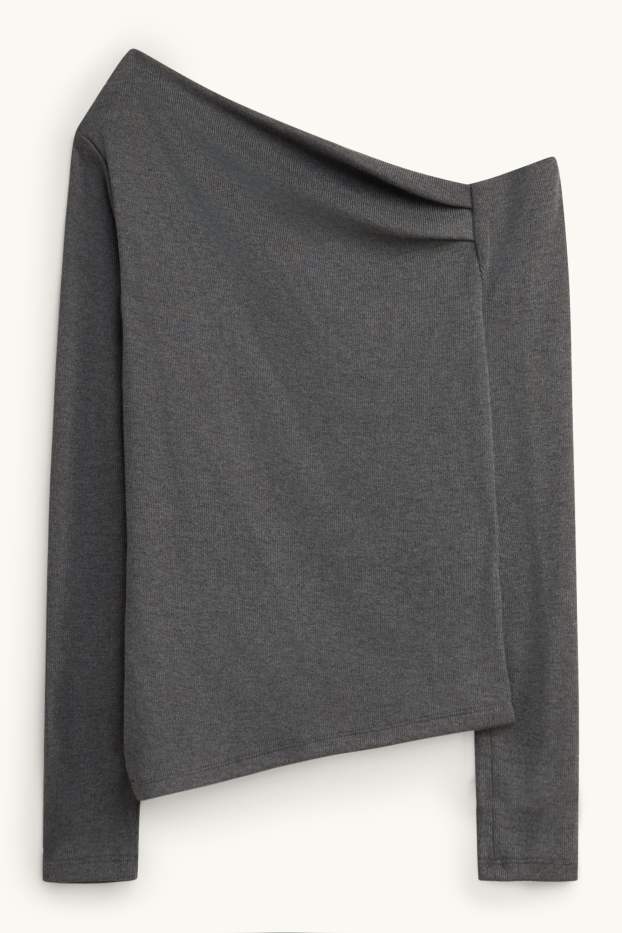Women - Long sleeve top - regular fit - dark gray