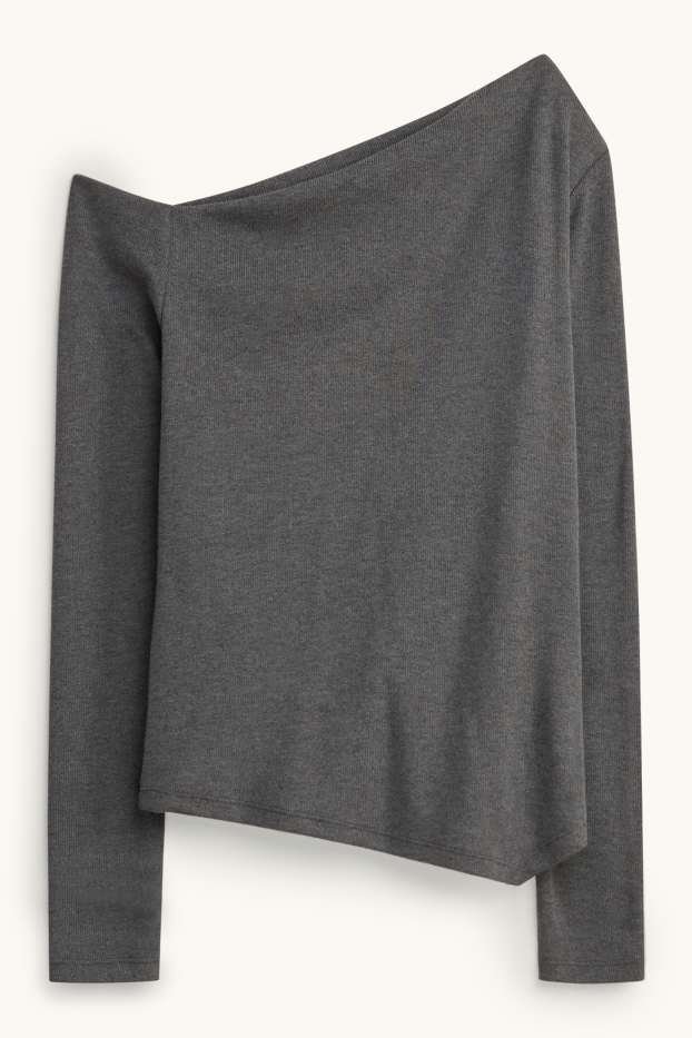 Women - Long sleeve top - regular fit - dark gray
