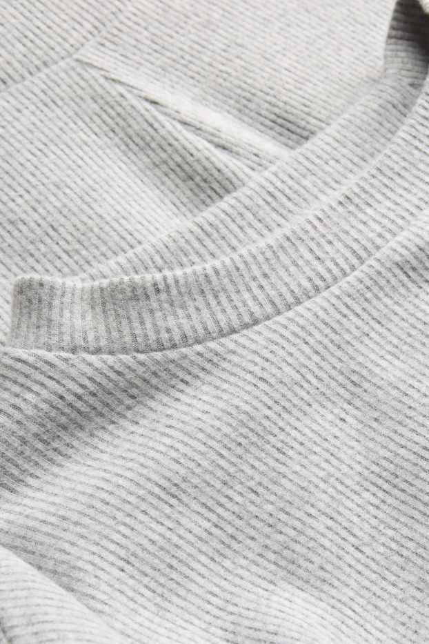 Kinder Mädchen - Set - Langarmshirt und Jogginghose - gerippt - 2 teilig - hellgrau