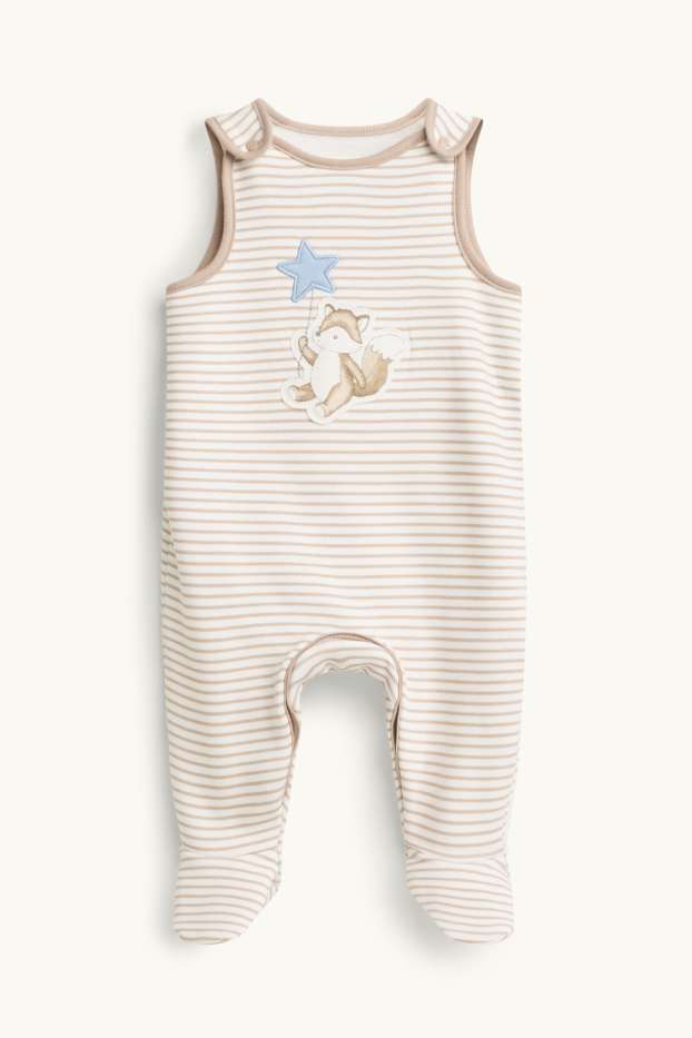 Neonati - Volpe - set con tutina - con fodera in pelo - 2 pezzi - bianco / beige