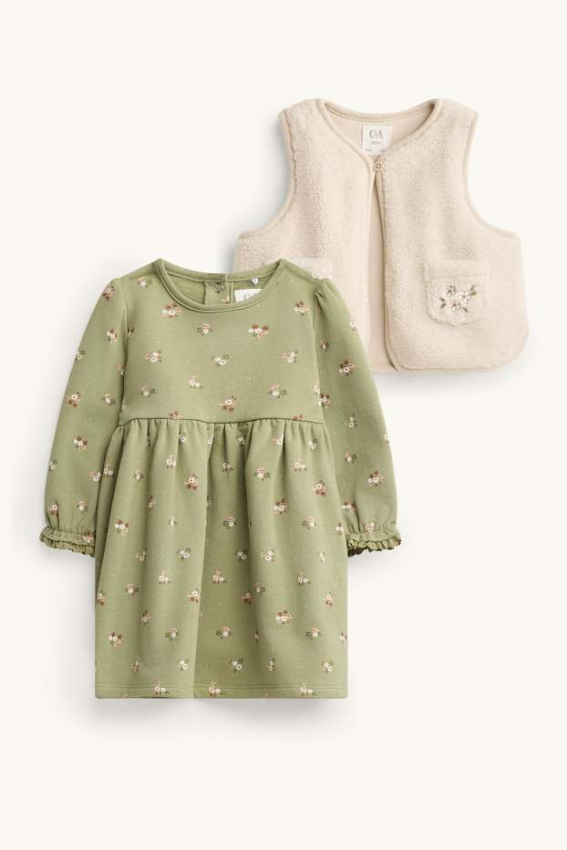 Neonate - Fiorellini - completo per neonate - 2 pezzi - verde chiaro