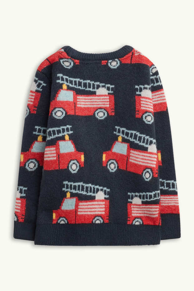 Kinder Jungen - Feuerwehrauto - Pullover - rot / schwarz