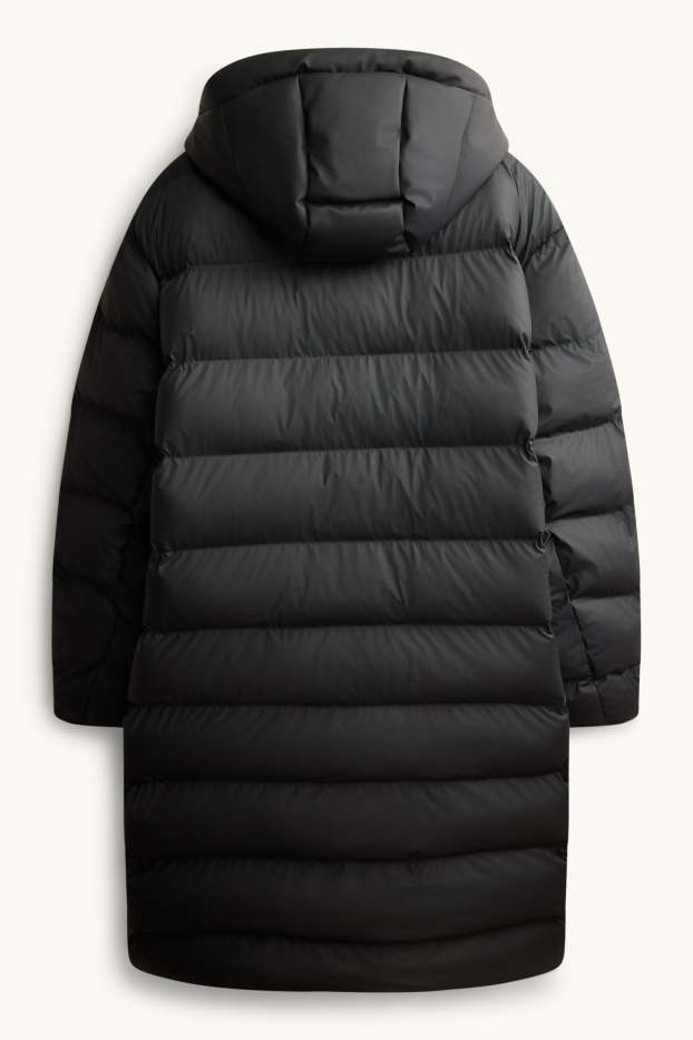 Uomo - Cappotto trapuntato con cappuccio - foderato - impermeabile - nero