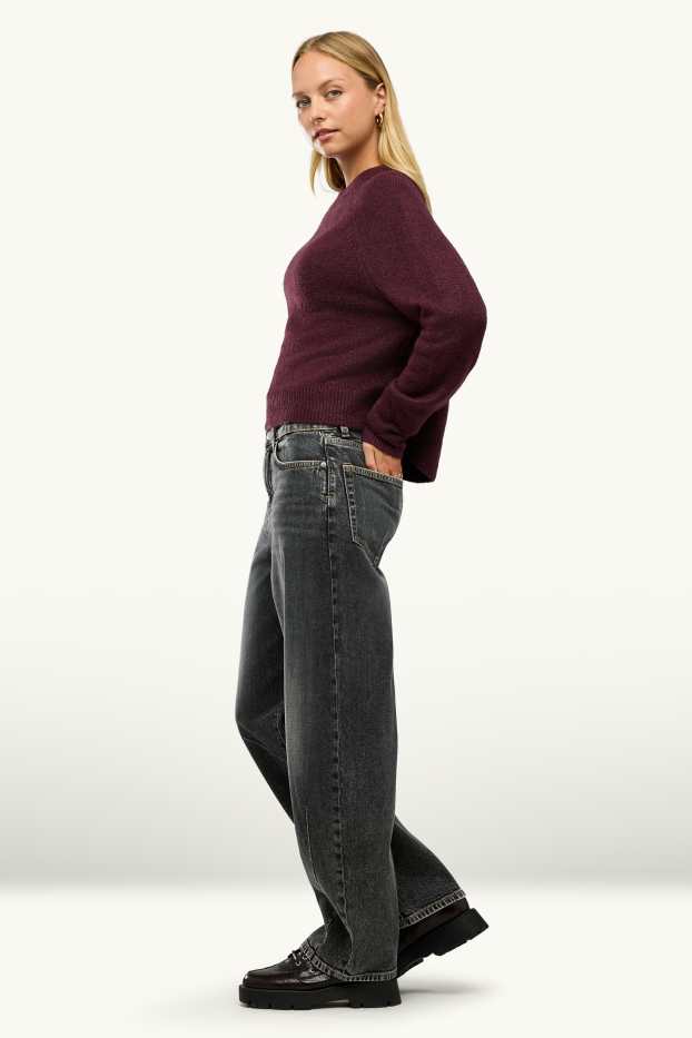 Damen - Barrel Jeans - Mid Waist - dunkeljeansgrau