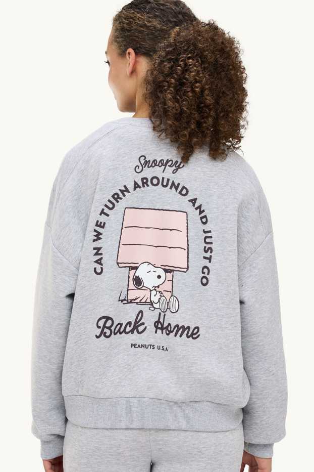 Damen - Oversized-Sweatshirt - Snoopy - hellgrau-melange