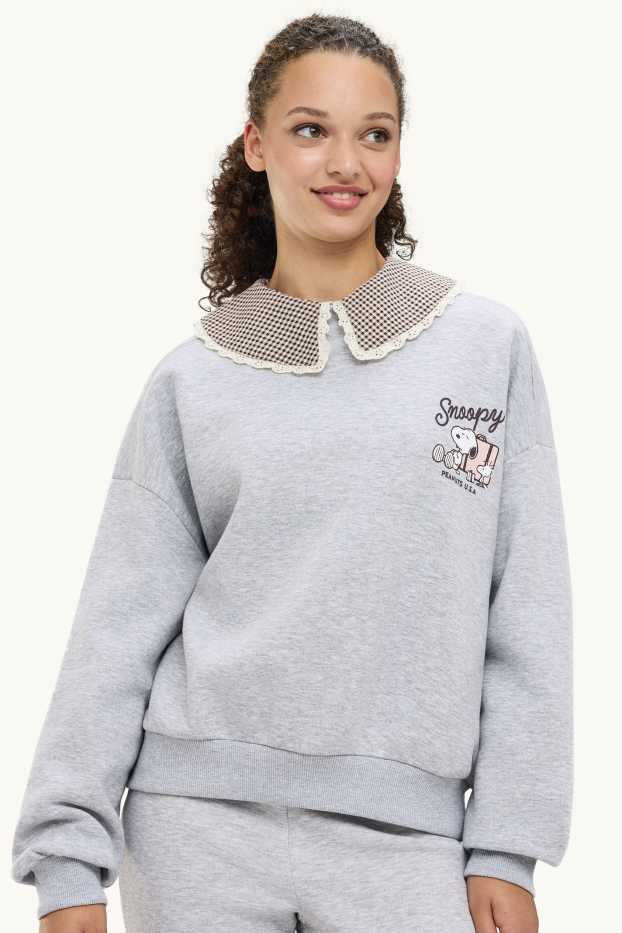 Damen - Oversized-Sweatshirt - Snoopy - hellgrau-melange