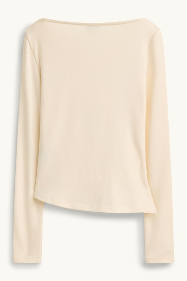 Donna - Maglia a maniche lunghe - slim fit - crema
