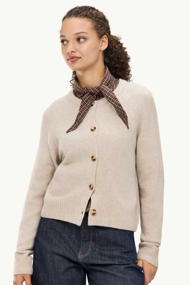 Damen - Strickjacke - hellbeige