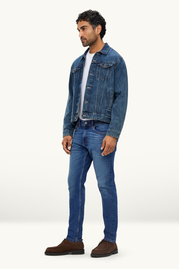 Pánské - Slim tapered jeans - džíny - tmavomodré