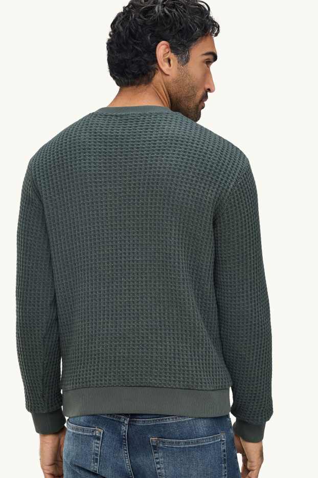Hommes - Sweat - finition texturée - vert foncé