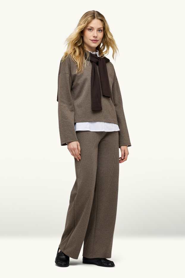 Damen - Jogginghose - gemustert - taupe