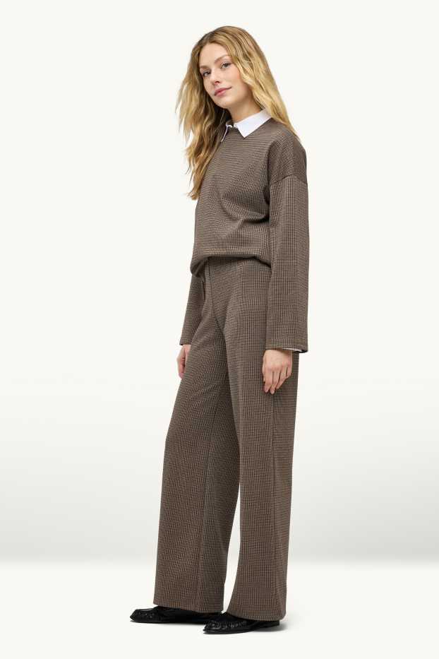 Damen - Jogginghose - gemustert - taupe