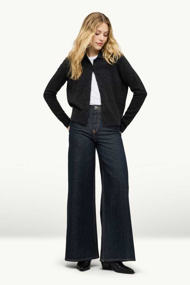 Damen - Wide Leg Jeans - High Waist  - dunkelblau