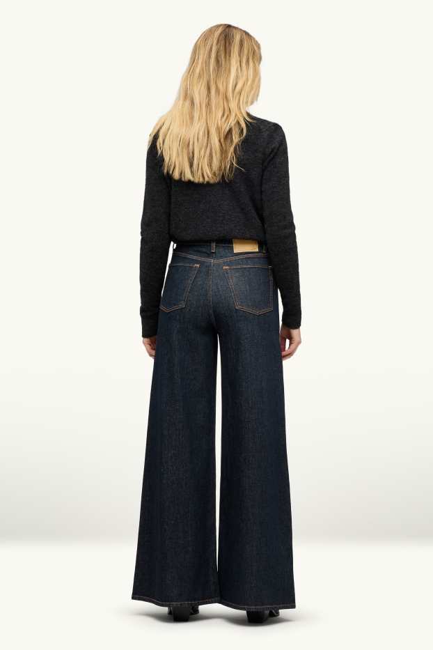 Damen - Wide Leg Jeans - High Waist  - dunkelblau