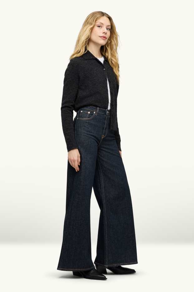 Damen - Wide Leg Jeans - High Waist  - dunkelblau