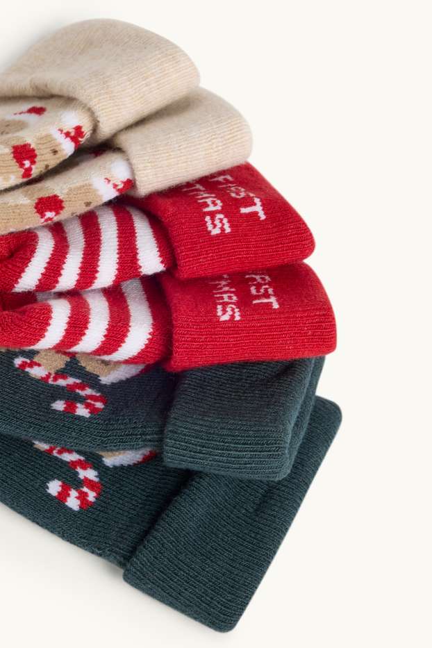 Baby Mädchen - Multipack 3er - Baby-Weihnachts-Noppensocken mit Motiv - rot