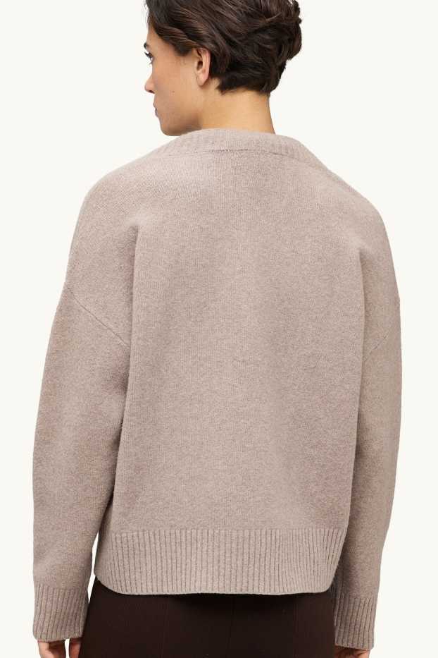 Femmes - Pull à col en V - beige chiné