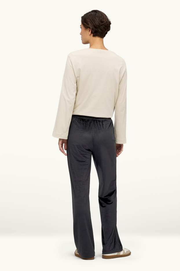 Dona - Pantalons de xandall de vellut - gris fosc