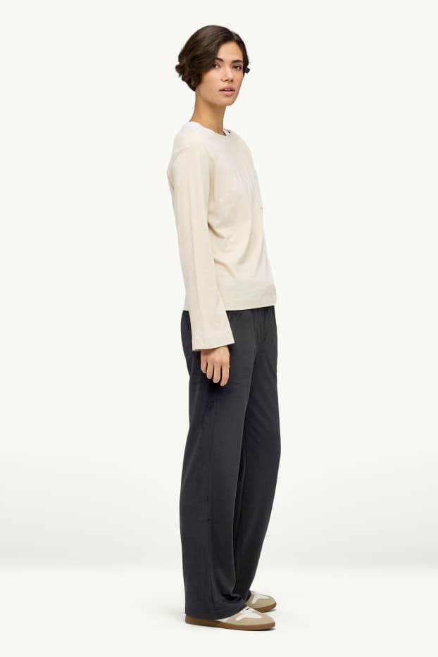 Dona - Pantalons de xandall de vellut - gris fosc