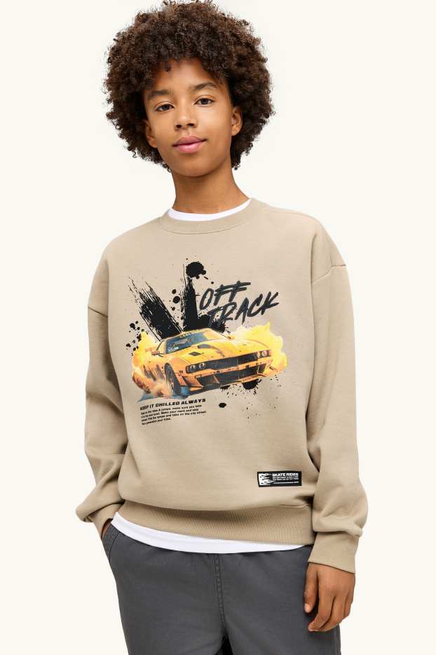 Children Boys - Car - sweatshirt - light brown