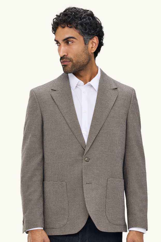 Home - Americana combinable - regular fit - de quadres - gris marronós