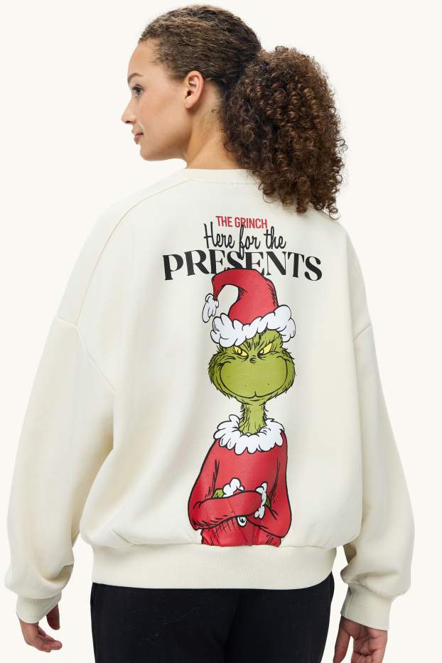 Damen - Oversized-Weihnachts-Sweatshirt - Der Grinch - cremefarben