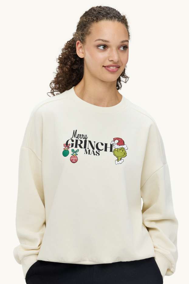 Damen - Oversized-Weihnachts-Sweatshirt - Der Grinch - cremefarben