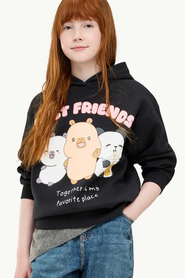 Enfants filles - CapyFun - sweat à capuche - noir