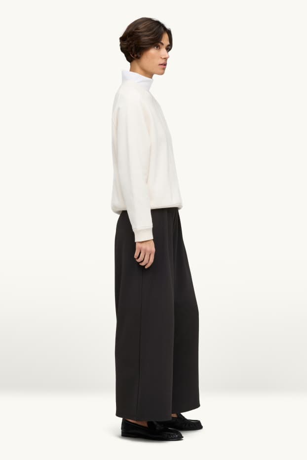 Femei - Pantaloni de stofă - talie înaltă - wide leg - negru