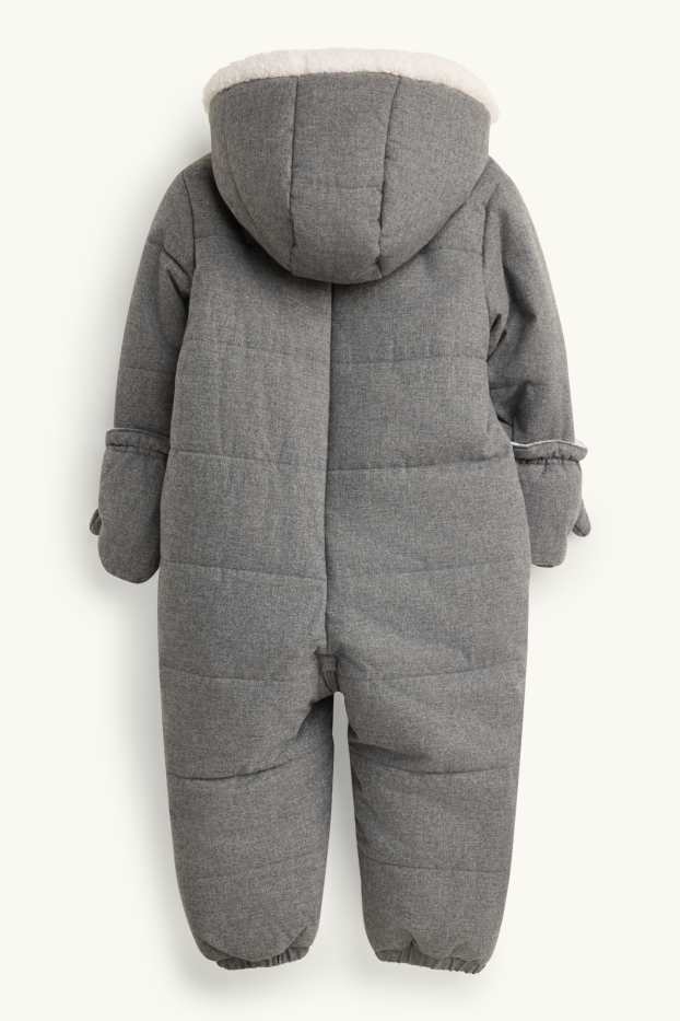 Baby Jungen - Teddybär - Baby-Stepp-Schneeanzug mit Kapuze - grau