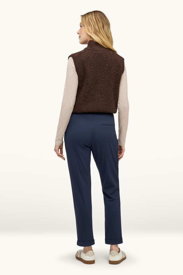 Damen - Stoffhose - Mid Waist - Tapered Fit - dunkelblau