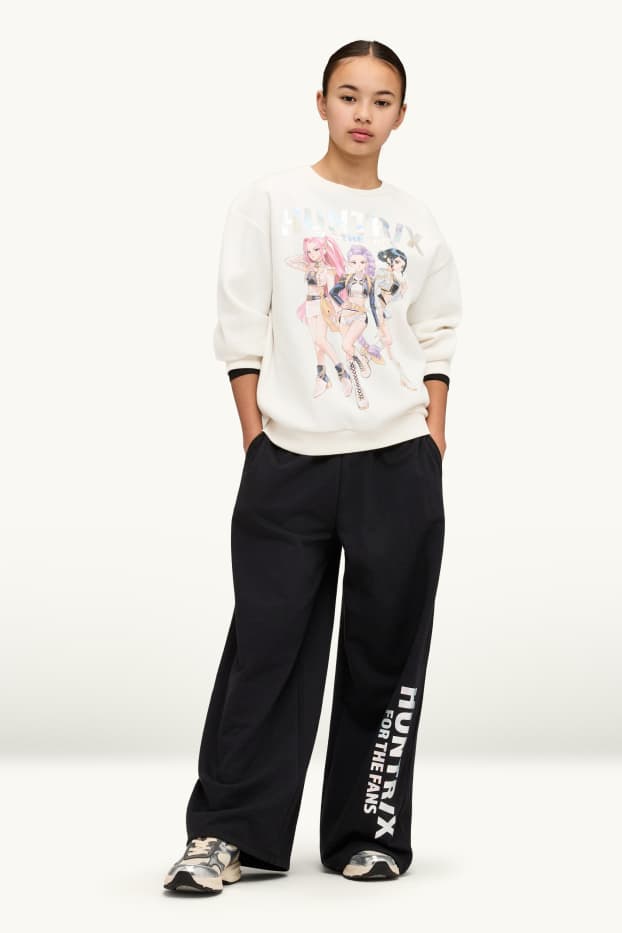 Enfants filles - KPop Demon Hunters - ensemble - sweat et pantalon de jogging - 2 pièces - blanc crème