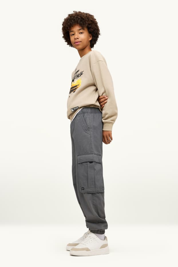 Copii - Băieți - Cargo jeans - jeans termoizolanți - gri închis