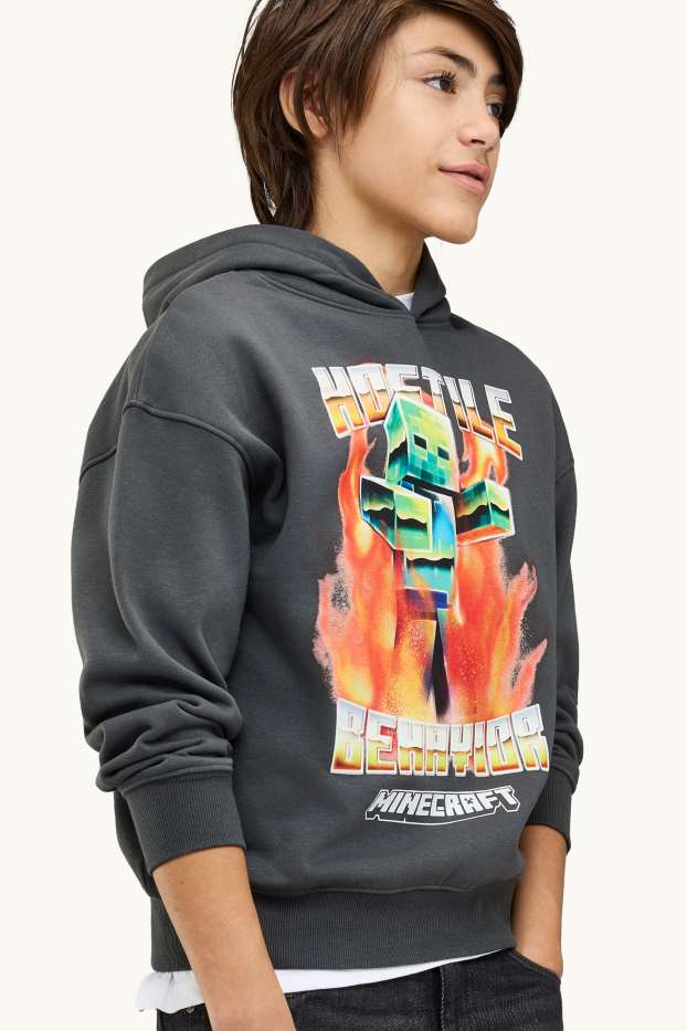 Enfants garçons - Minecraft - sweat à capuche - gris foncé