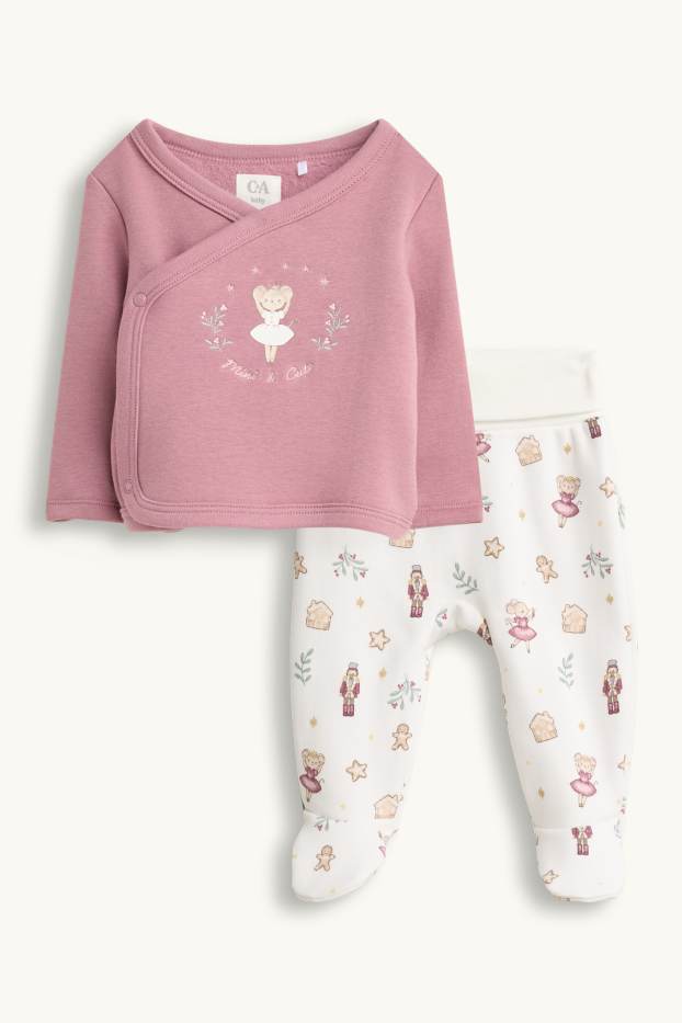 Bébés filles - Ballerine - tenue de Noël nouveau-né - doublée de peluche - blanc / rose
