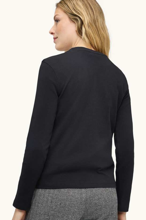 Damen - Langarmshirt - Regular Fit  - schwarz