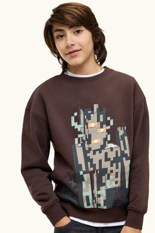 Bambini - Minecraft - felpa - marrone scuro