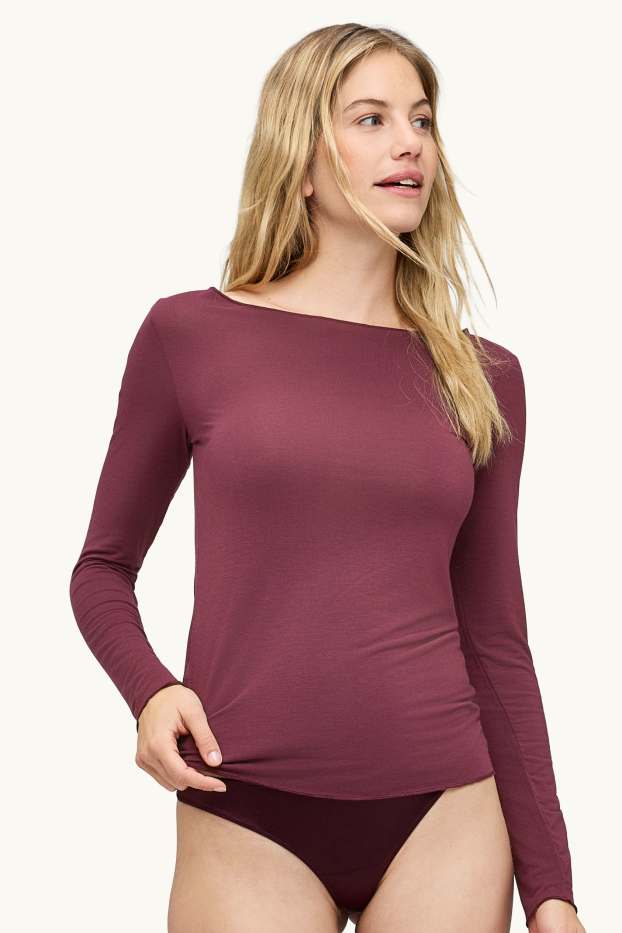 Dames - Ondershirt met kasjmiergehalte - bordeaux